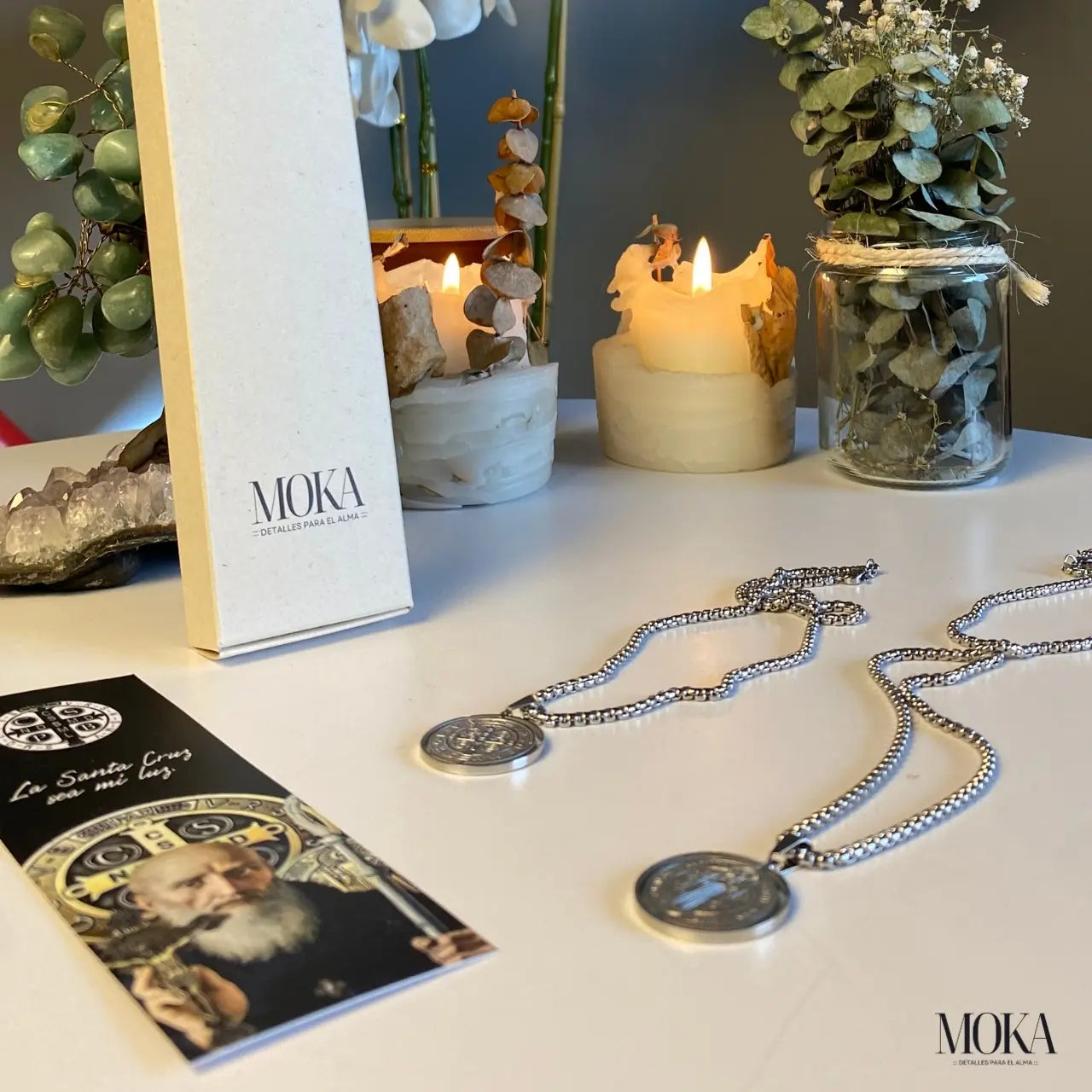 Promoción Medallas San Benito "Escudo de Protección" (Incluye: 2 collares + Caja de regalo + tarjeta de oración + envío)